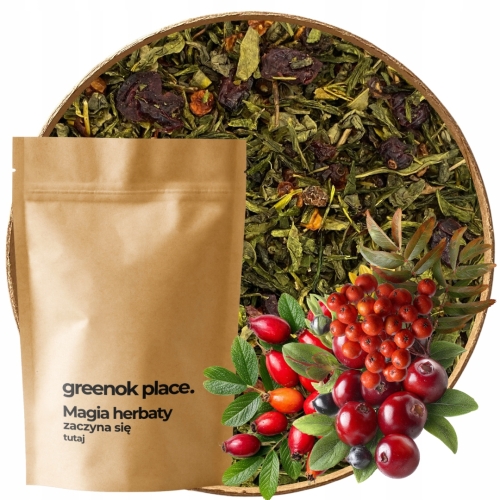 Przejdź do produktu Herbata zielona ŻURAWINA JARZĘBINA DZIKA RÓŻA 1000g aromatyczna zimowa