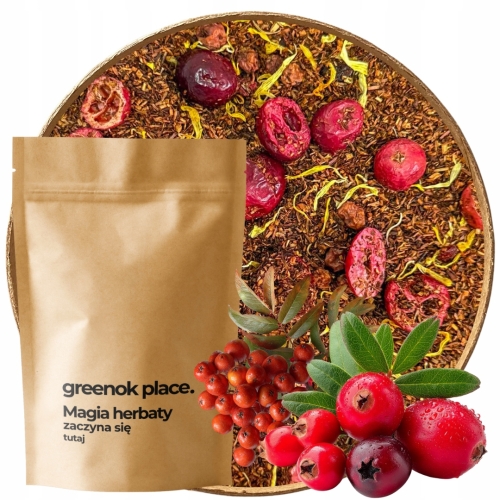 Przejdź do produktu Herbata ROOIBOS ŻURAWINA 1000g z żurawiną bez kofeiny 1kg PYSZNA HURT