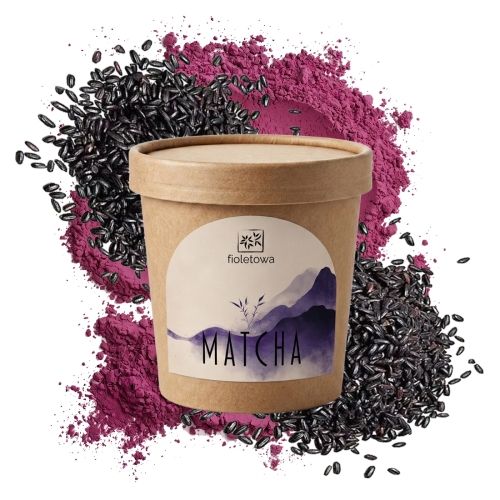 Przejdź do produktu Matcha Fioletowa w proszku ryż czarny naturalna 50g.