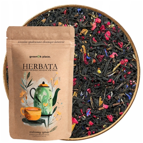 Przejdź do produktu Herbata czarna liściasta Malina Cynamon Świąteczna