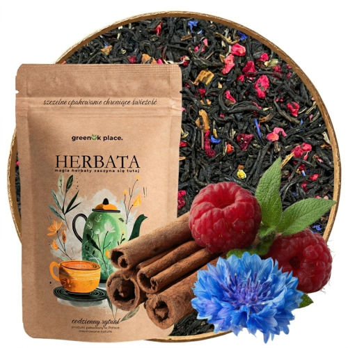 Przejdź do produktu Herbata czarna liściasta Malina Cynamon Świąteczna