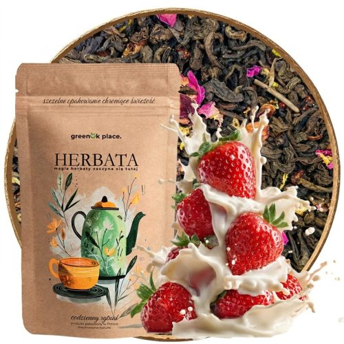 Przejdź do produktu Herbata Czerwona Pu-Erh liściasta Kremowa Truskawka 