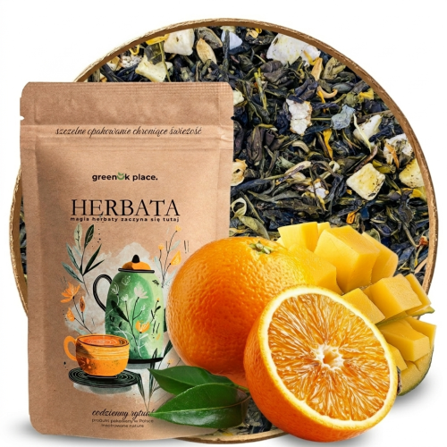 Przejdź do produktu Herbata Zielona liściasta Mango-Pomarańcza  