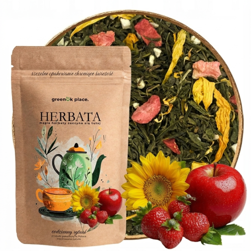 Przejdź do produktu Herbata Zielona liściasta Truskawka-Jabłko  