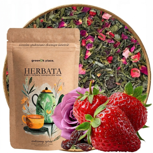 Przejdź do produktu Herbata Zielona liściasta Truskawki w Szampanie  